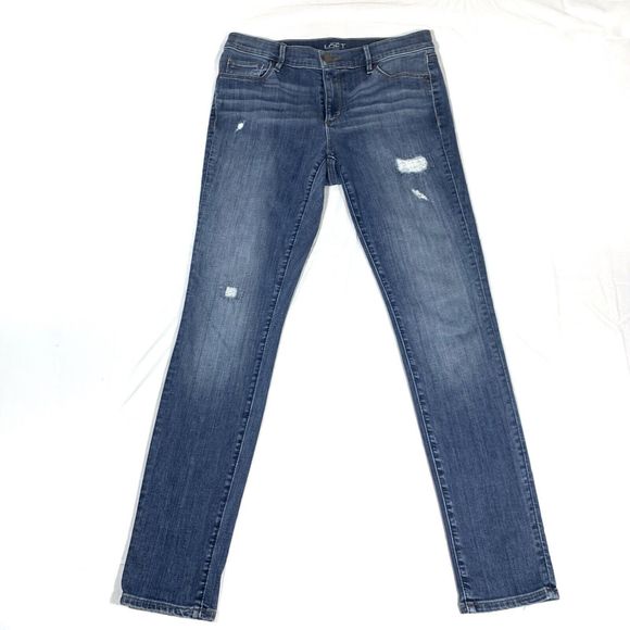 Ann Taylor LOFT Modern Skinny Denim Distressed Jeans Women’s Size 29/8 Inseam 29 - Picture 1 of 11